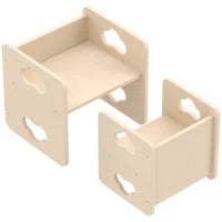 Ensemble de table et chaise pour enfants Montessori, hauteurs à 3 niveaux, naturel