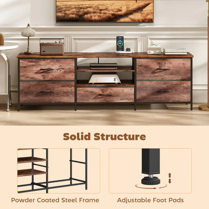 TV Stand For 70 Inch TVs, Industrial Console With Charging Station, 5 Drawers, Rustic Brown TV Stands at Gallery Canada
