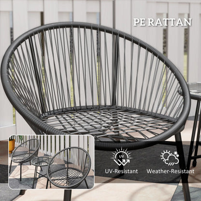 3-Piece Wicker Patio Set, Soft Cushions, Glass Tabletop, Black Bistro Sets at Gallery Canada