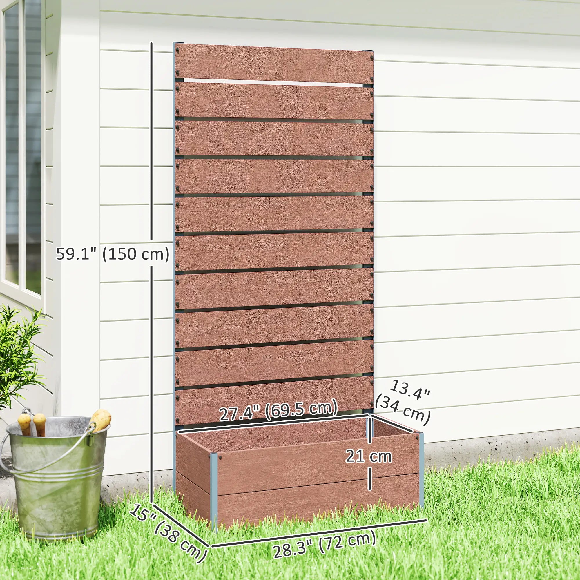 Raised Garden Bed With Trellis, Elevated Planter Box, 28