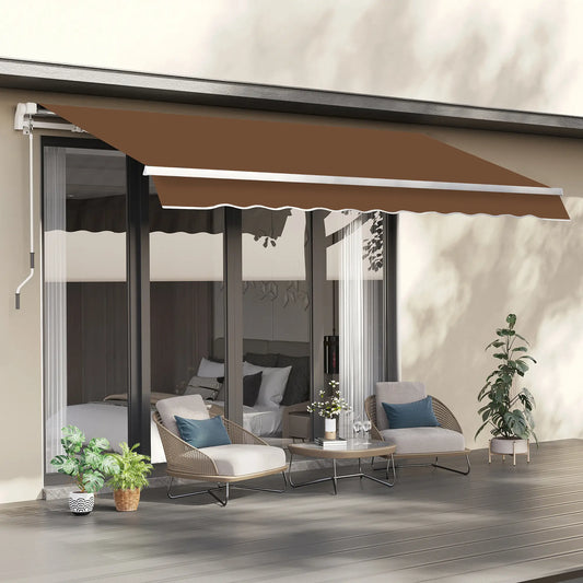 10' x 8' Retractable Awning, Sun Shade Canopy, Aluminum Frame, UV Protection Window Awnings Coffee at Gallery Canada