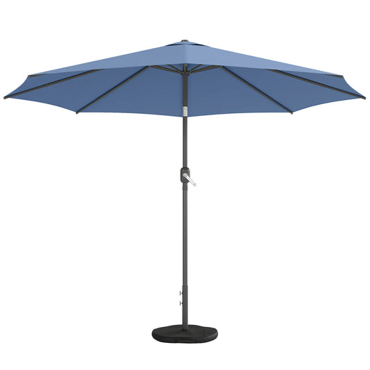 10' x 10' Round Market Umbrella, With Base, Sandbag, Crank Handle, Tilt, Blue Sun Umbrellas Blue, Dark Grey at Gallery Canada