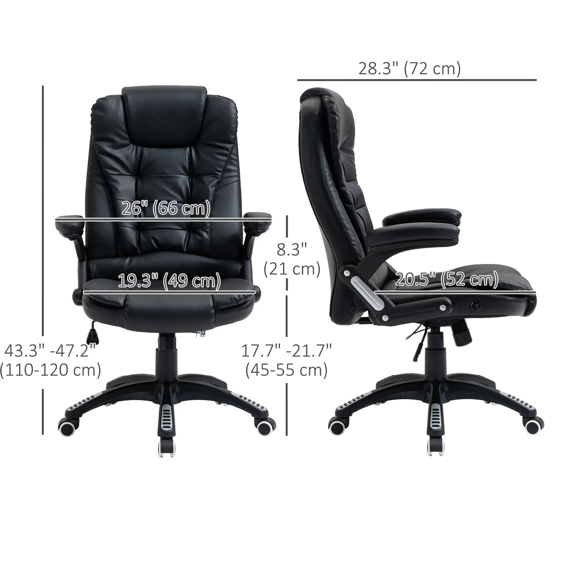 PU Leather Executive Recliner Office Chair, Swivel Wheels, Adjustable Height, Black Executive & Manager Chairs at Gallery Canada