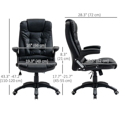PU Leather Executive Recliner Office Chair, Swivel Wheels, Adjustable Height, Black Executive & Manager Chairs at Gallery Canada