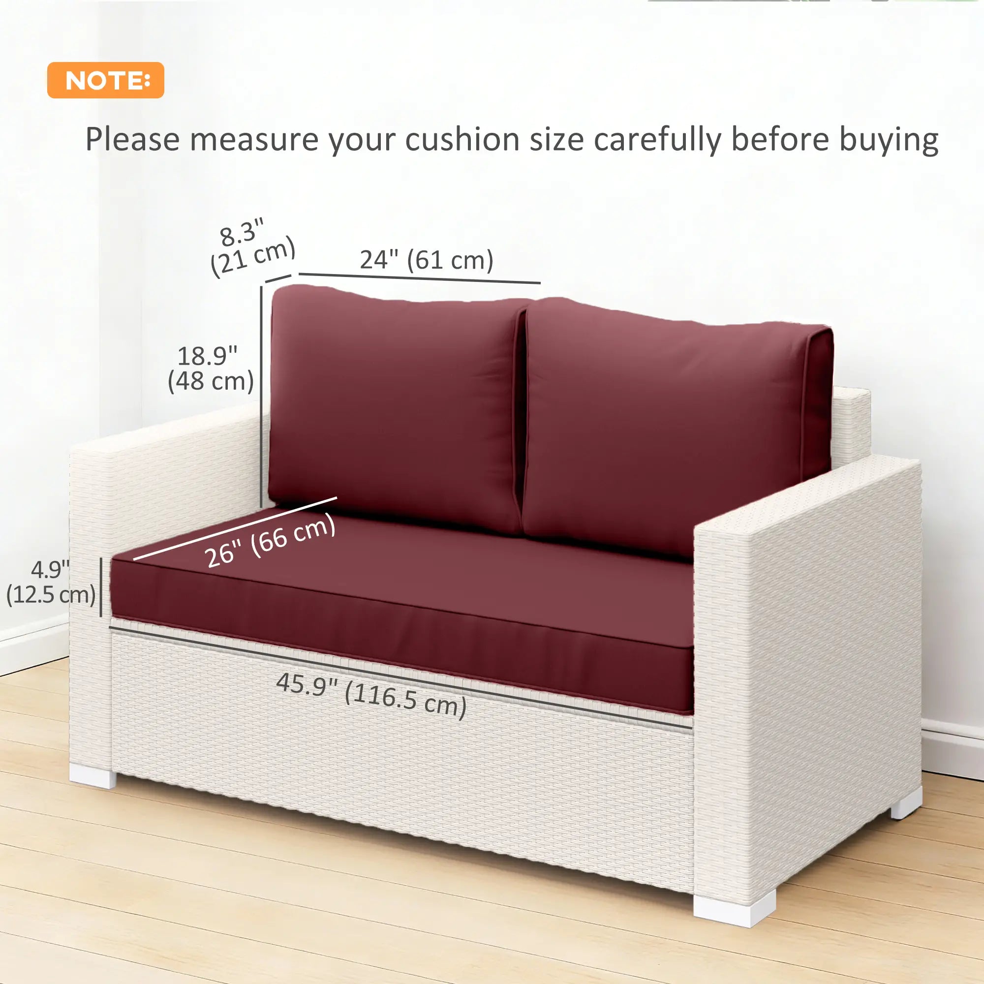 Outdoor Seat Cushions With Backrest, Loveseat Double Sofa, Wine Red Patio Chair Cushions at Gallery Canada
