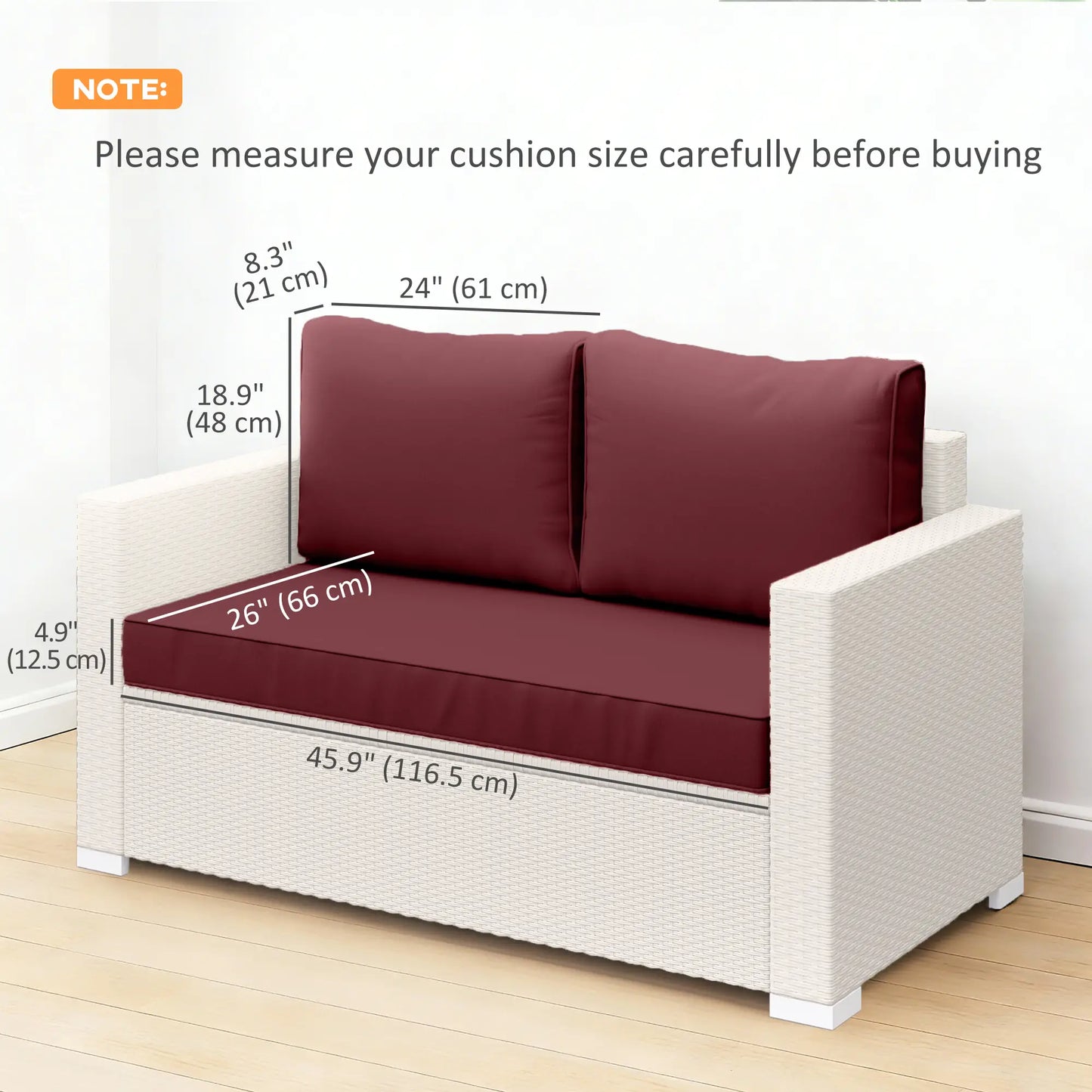 Outdoor Seat Cushions With Backrest, Loveseat Double Sofa, Wine Red Patio Chair Cushions at Gallery Canada