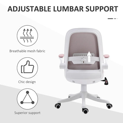 360° Swivel Office Chair, Breathable Fabric, Flip-Up Arms, Adjustable Height, Pink Task Chairs at Gallery Canada