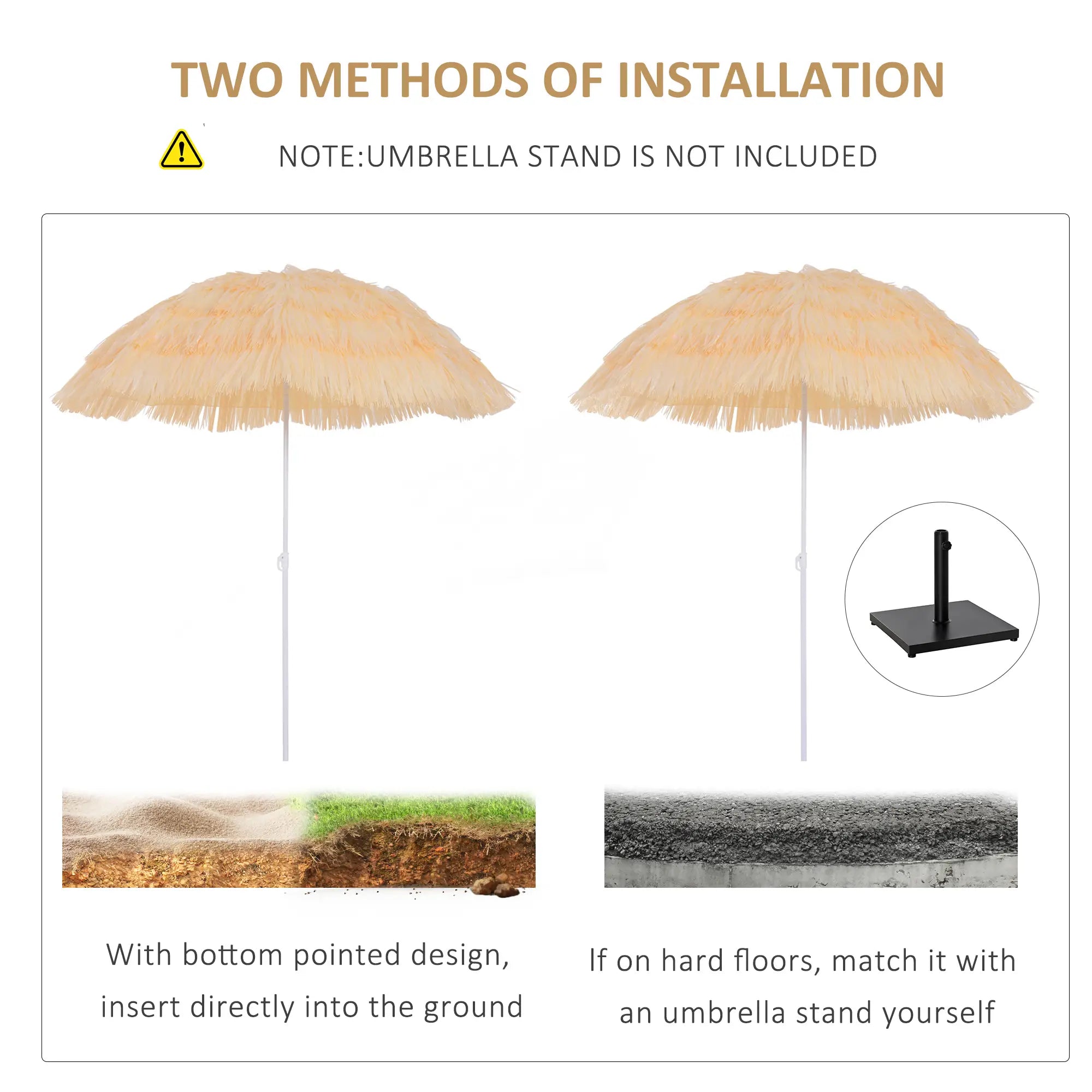 6FT Beach Umbrella, Tilt Sunshade, Adjustable Height, Wheat Beach Umbrellas at Gallery Canada