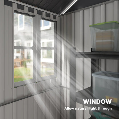 8.5' x 5.5' Metal Garden Shed, Outdoor Storage, Lockable Door, Light Grey Sheds at Gallery Canada