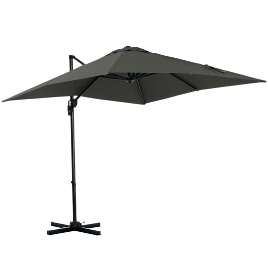8' x 8' Square Patio Umbrella, 360° Rotation, Aluminum Cantilever, Grey Cantilever Umbrellas Grey at Gallery Canada