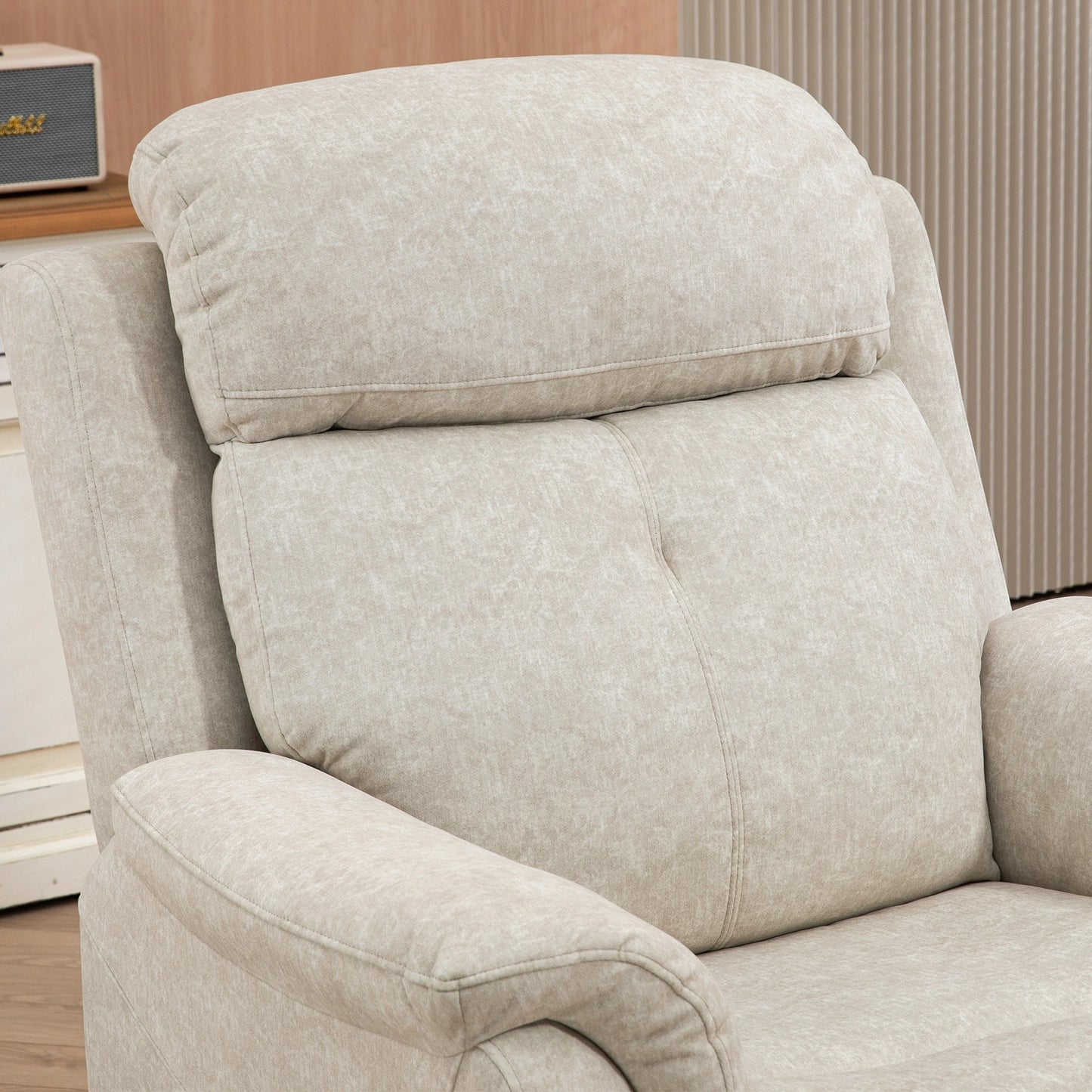 Manual Recliner Chair, Vibration Massage, Living Room, Side Pockets, Beige Single Sofas at Gallery Canada