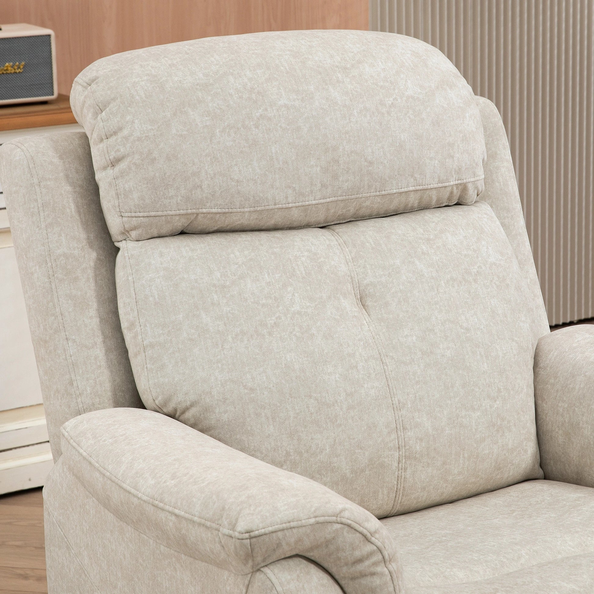 Manual Recliner Chair, Vibration Massage, Living Room, Side Pockets, Beige Single Sofas at Gallery Canada