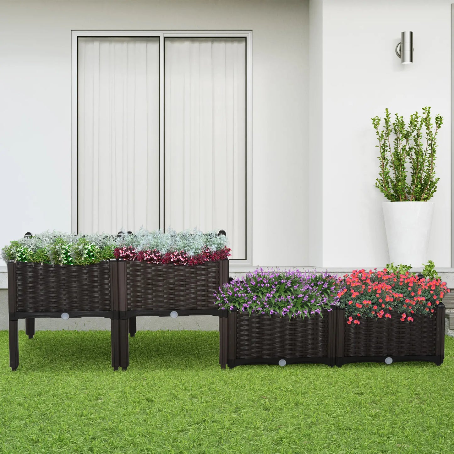 4 Piece Raised Garden Bed, PP, Vegetable Herb Grow Box, Brown Elevated Garden Beds at Gallery Canada