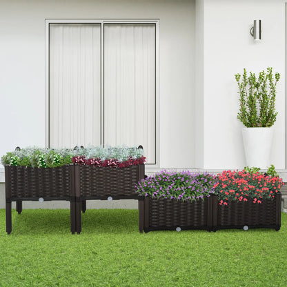 4 Piece Raised Garden Bed, PP, Vegetable Herb Grow Box, Brown Elevated Garden Beds at Gallery Canada