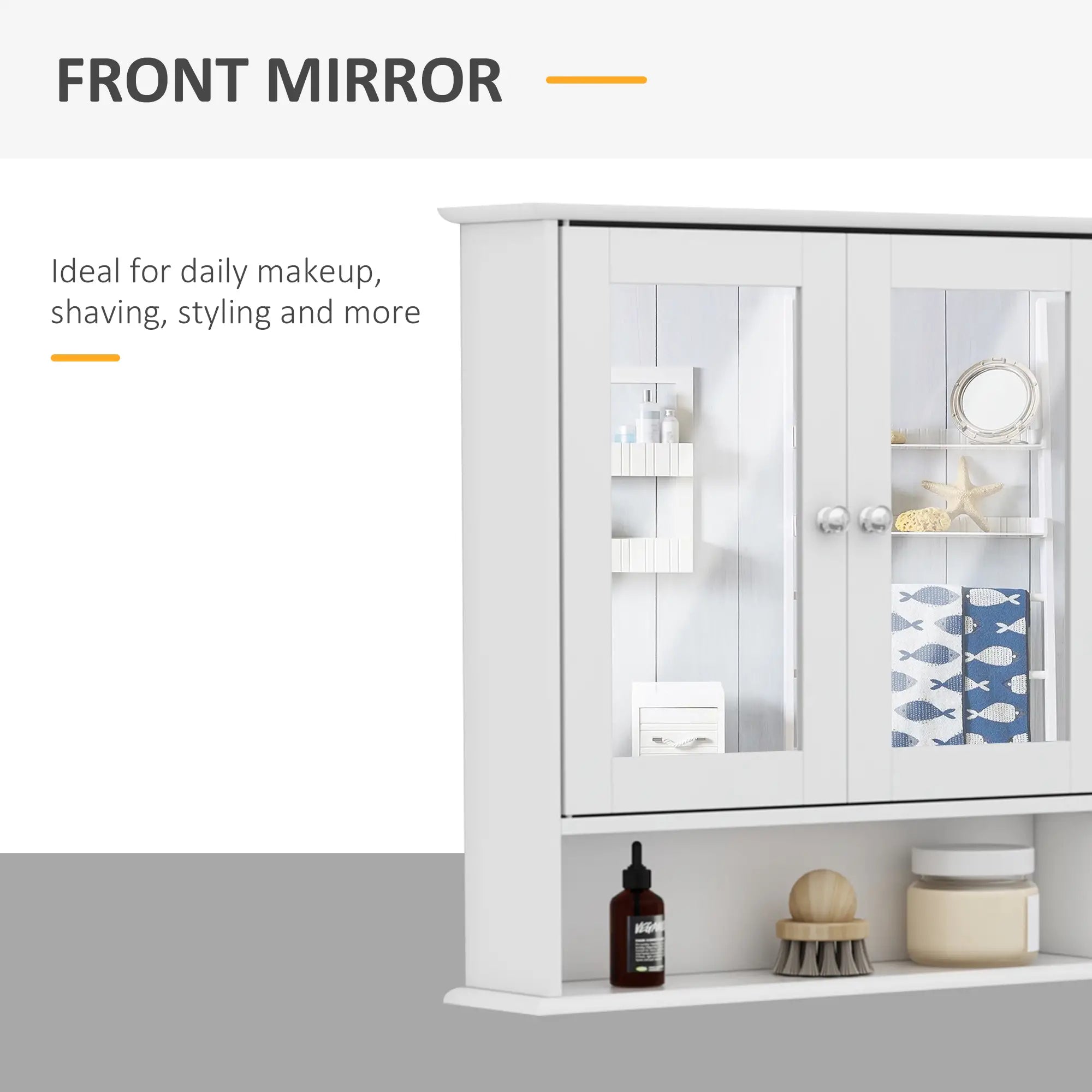 Wall-Mounted Medicine Cabinet, Double Doors, Adjustable Shelf, White Mirror Medicine Cabinets at Gallery Canada