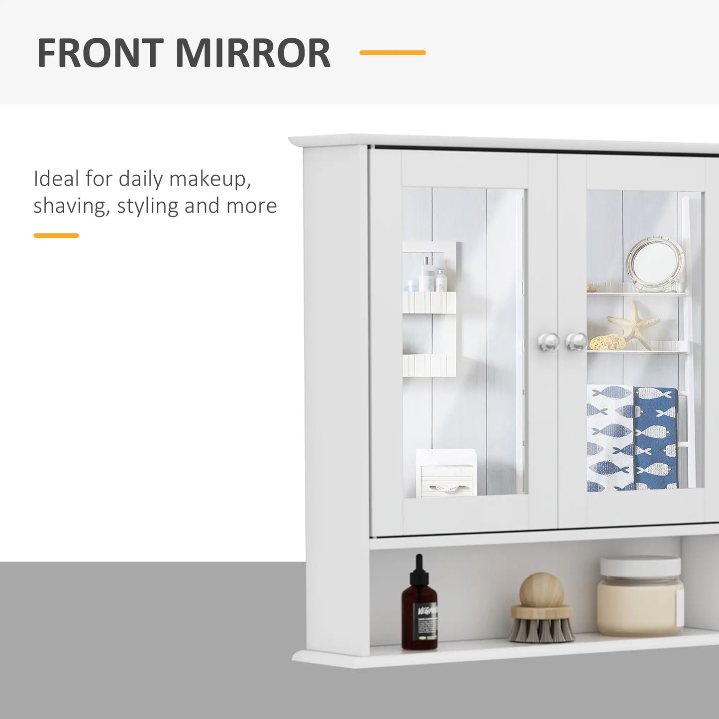 Wall-Mounted Medicine Cabinet, Double Doors, Adjustable Shelf, White Mirror Medicine Cabinets at Gallery Canada