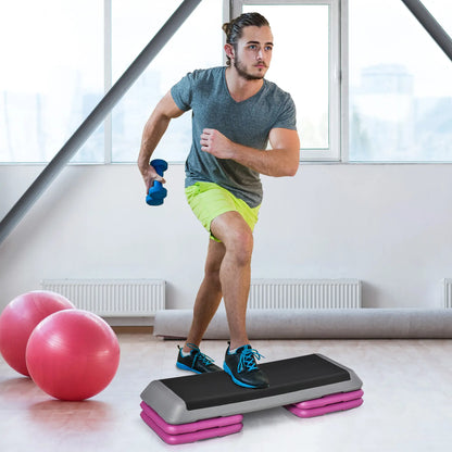 43" Adjustable Aerobic Stepper, 3 Level Risers, Cardio Fitness, Black Purple Aerobic Equipment at Gallery Canada