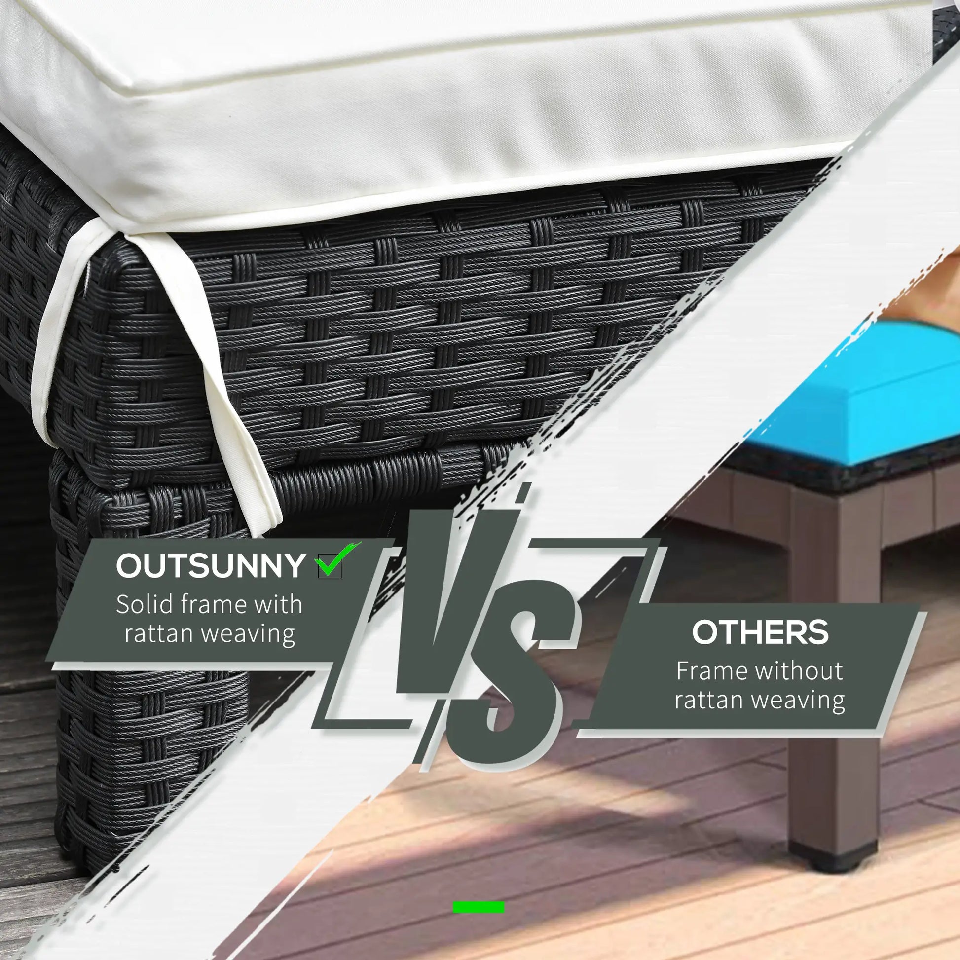 Wicker Double Chaise Lounge, Outdoor Recliner, Rattan Patio Sunbed, Adjustable Backrest, Cream White Chaise Loungers at Gallery Canada