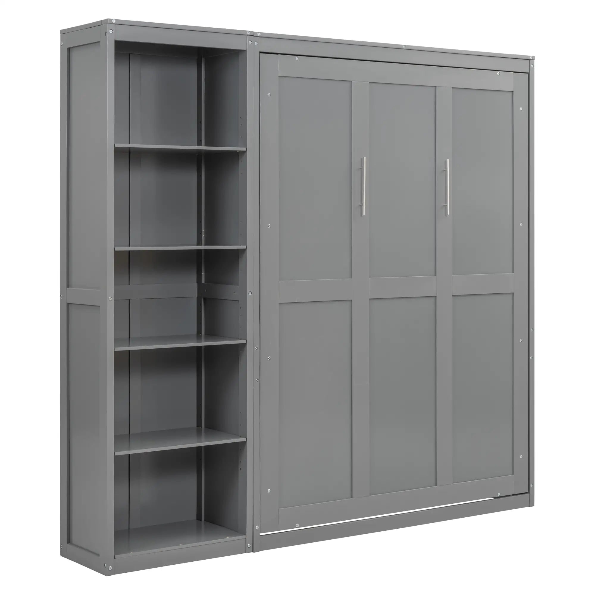 Murphy Bed with Shelves, Dual Piston Mechanism, 87.5