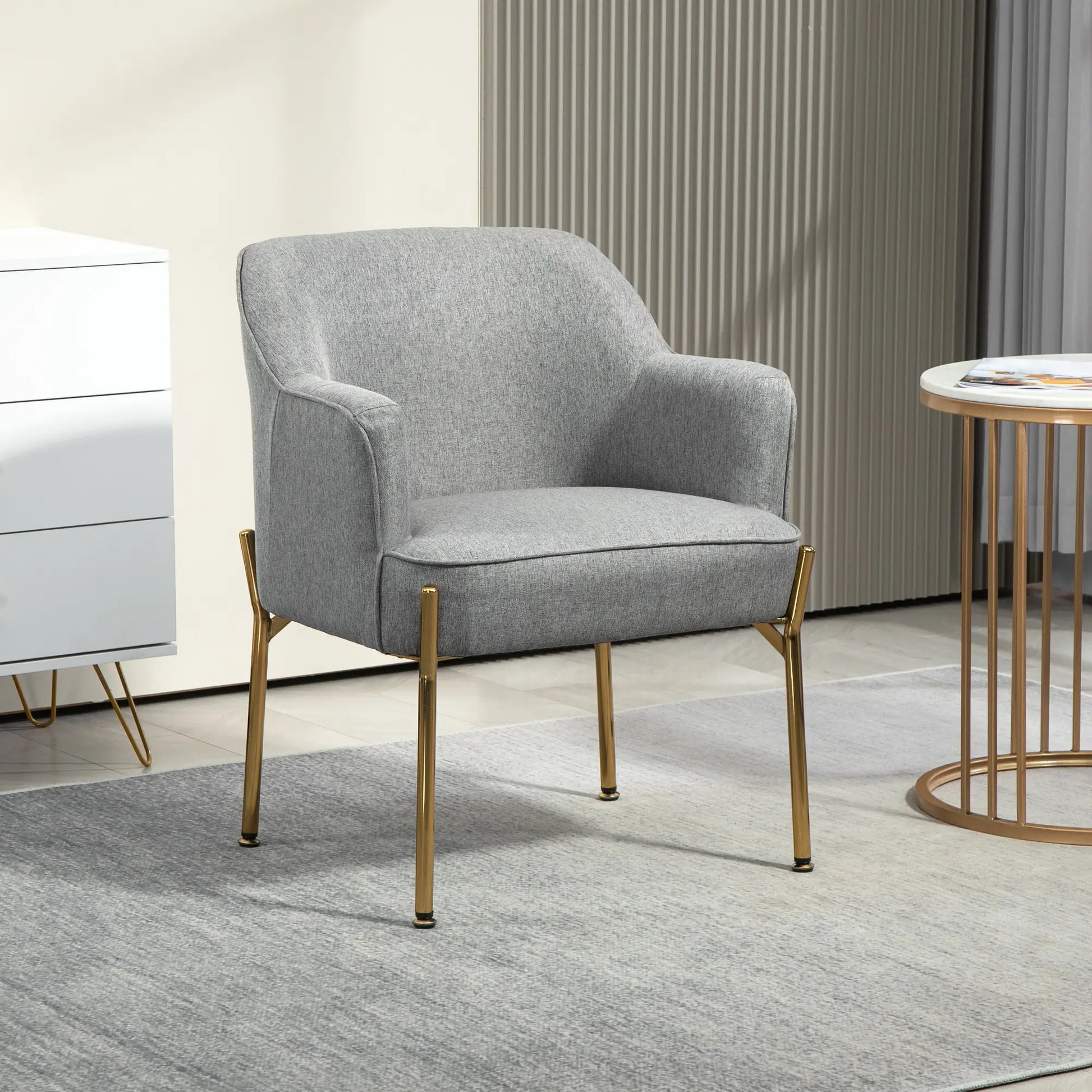 Modern Fabric Armchair, Metal Legs, Living Room, Bedroom, Home Office, Grey Sofas & Reclining Chairs at Gallery Canada