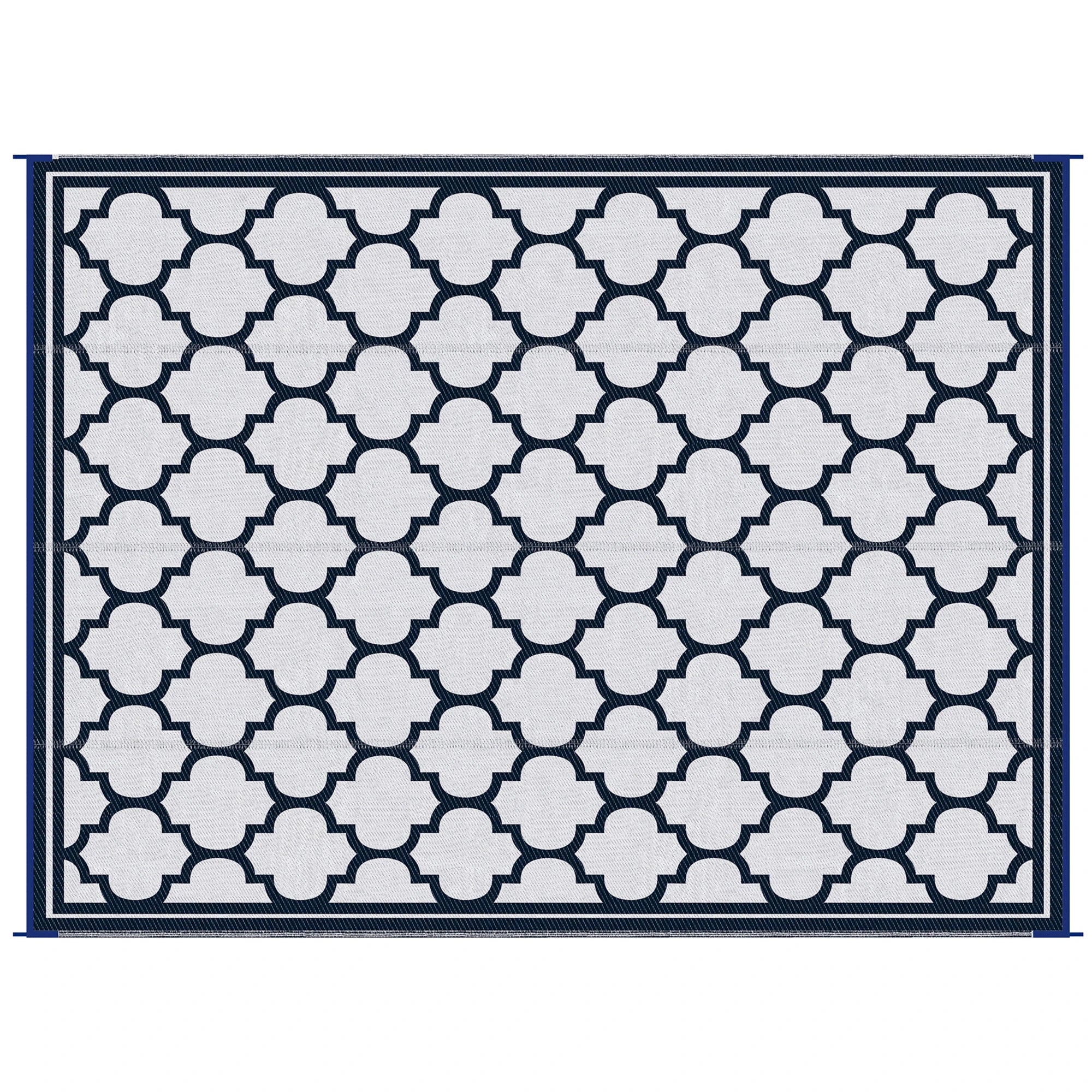 9'x12' Reversible Outdoor RV Rug, Patio Mat, Dark Blue Outdoor Reversible Rugs Dark Blue, White at Gallery Canada