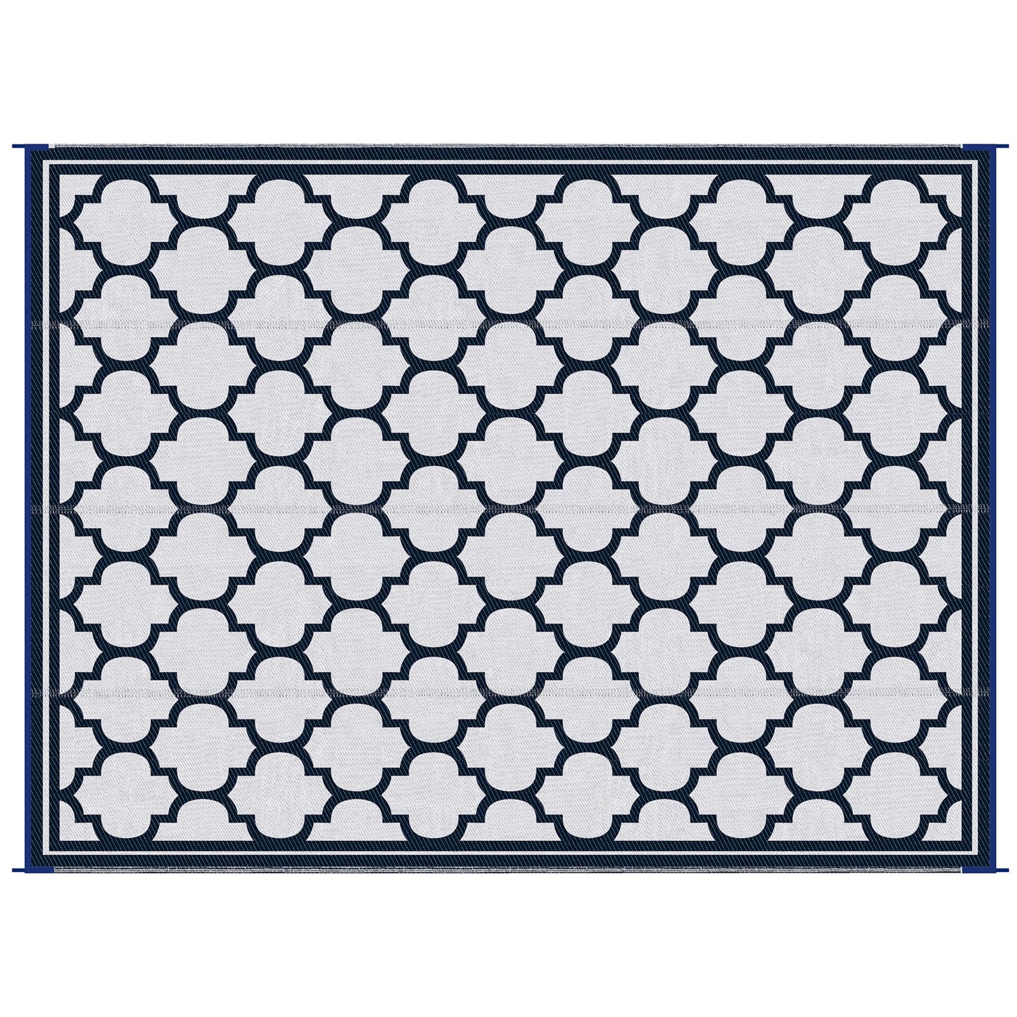 9'x12' Reversible Outdoor RV Rug, Patio Mat, Dark Blue Outdoor Reversible Rugs Dark Blue, White at Gallery Canada