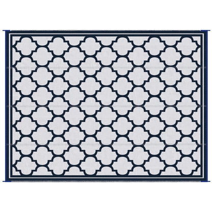 9'x12' Reversible Outdoor RV Rug, Patio Mat, Dark Blue Outdoor Reversible Rugs Dark Blue, White at Gallery Canada