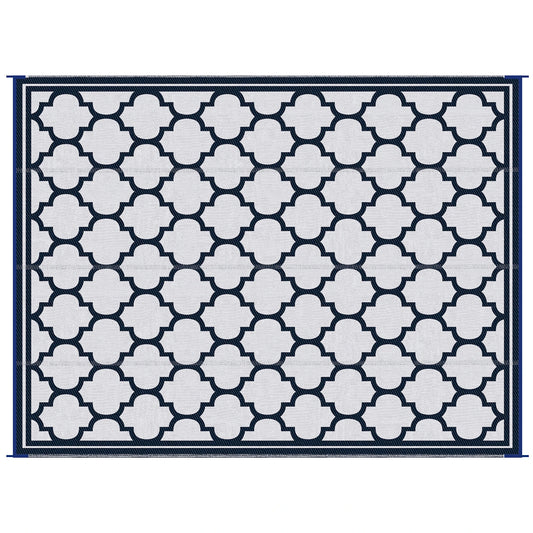 9'x12' Reversible Outdoor RV Rug, Patio Mat, Dark Blue Outdoor Reversible Rugs Dark Blue, White at Gallery Canada