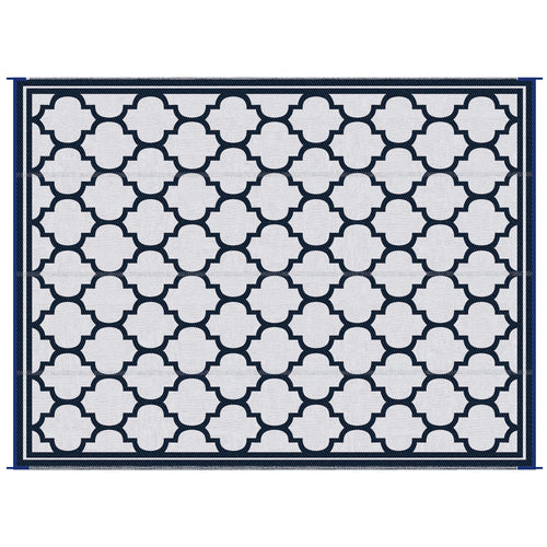 9'x12' Reversible Outdoor RV Rug, Patio Mat, Dark Blue