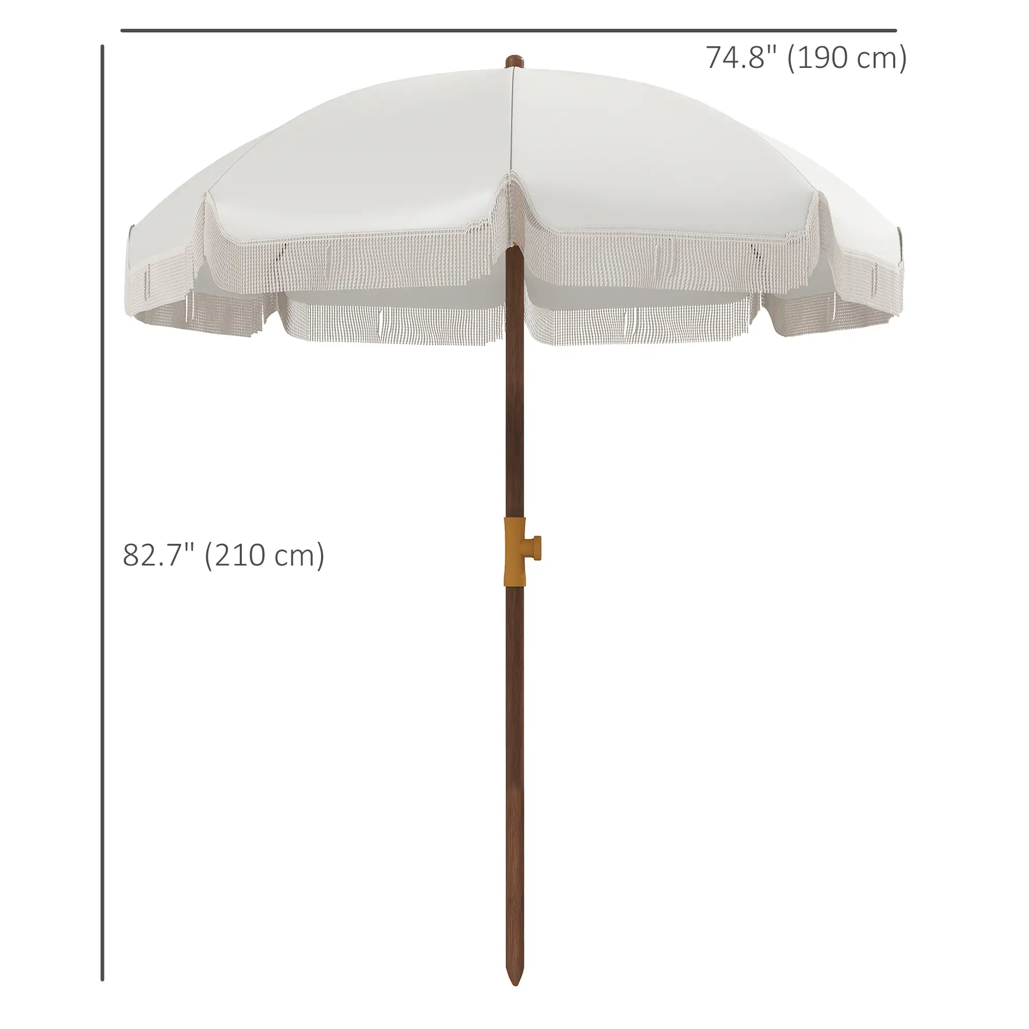 6.2' Travel Beach Umbrella, Vent, Ruffles, Carry Bag, Cream White Beach Umbrellas at Gallery Canada