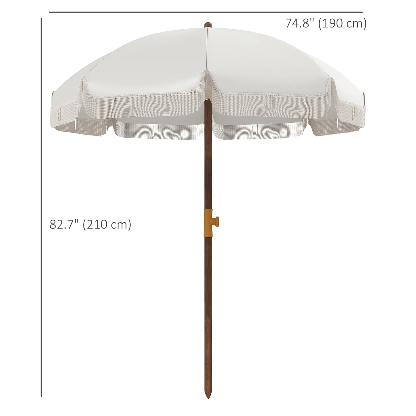6.2' Travel Beach Umbrella, Vent, Ruffles, Carry Bag, Cream White Beach Umbrellas at Gallery Canada