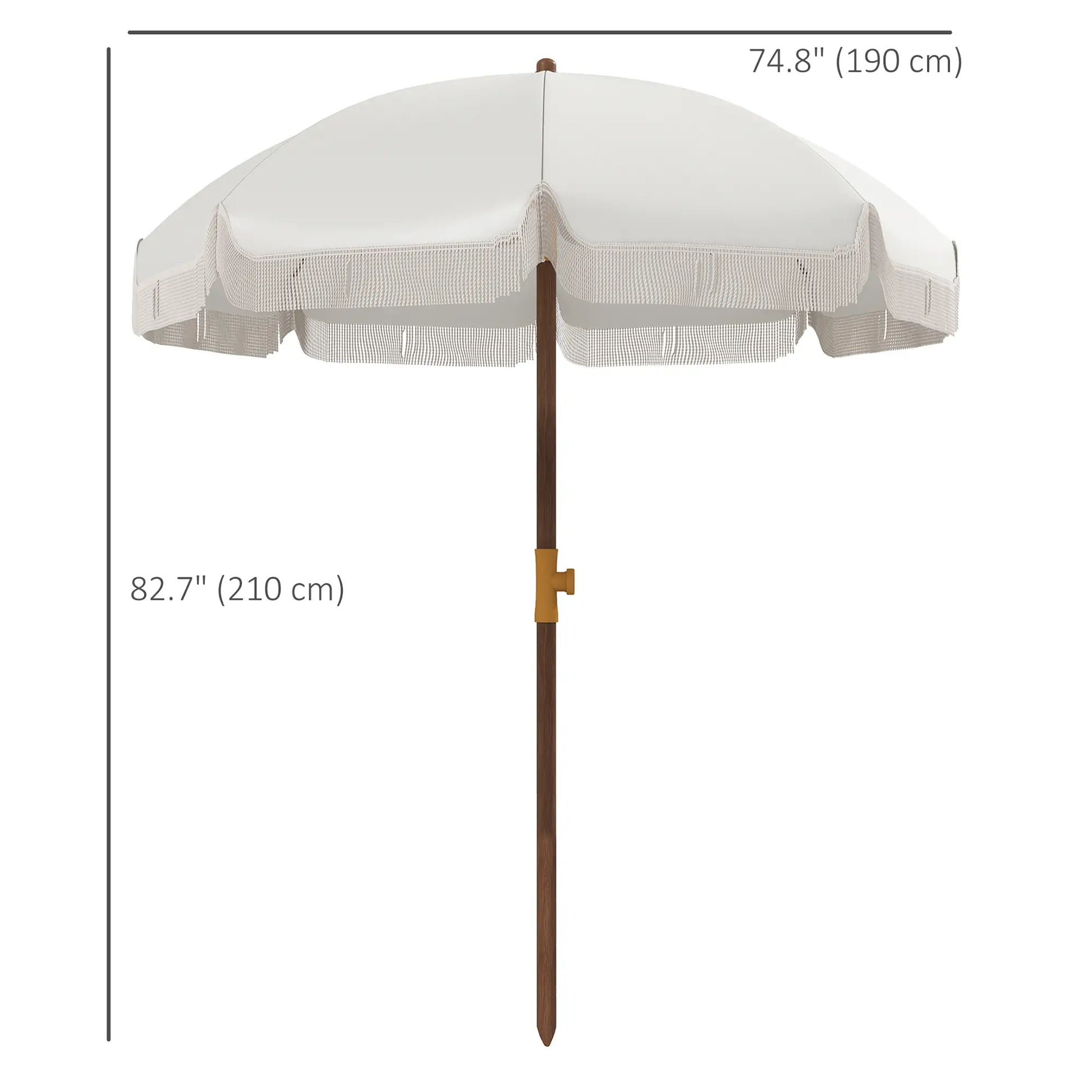 6.2' Travel Beach Umbrella, Vent, Ruffles, Carry Bag, Cream White Beach Umbrellas at Gallery Canada