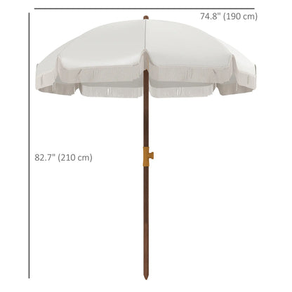 6.2' Travel Beach Umbrella, Vent, Ruffles, Carry Bag, Cream White Beach Umbrellas at Gallery Canada