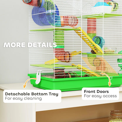 18.5" Hamster Cage, 5 Tiers, Tunnel Tube System, Exercise Wheel, Water Bottle, Green Hamster Cages at Gallery Canada