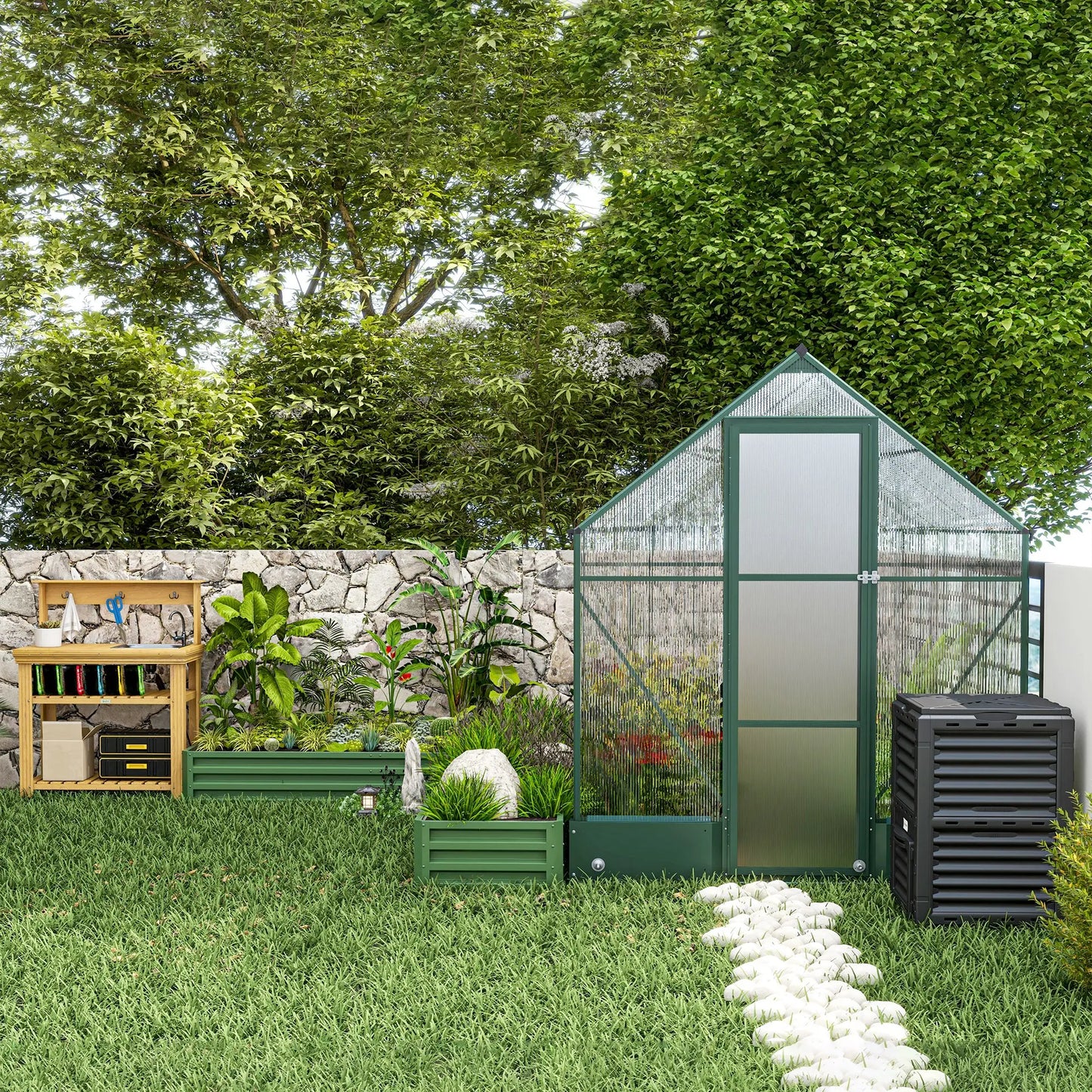 Galvanized Raised Garden Bed, Steel Planter Box, 82" x 109" x 12", Green Galvanized Planter Boxes at Gallery Canada