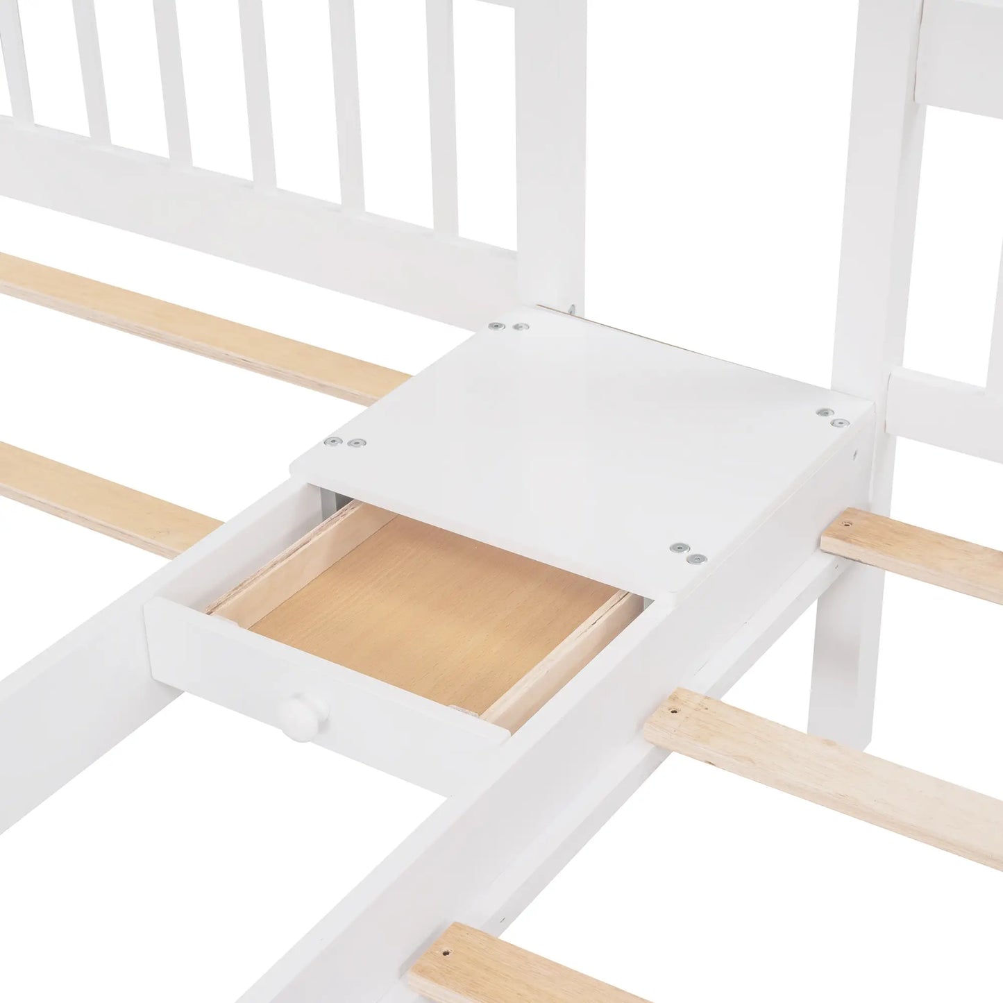 Twin Triple Bunk Bed with Storage Drawers, Pine Wood Frame, 115" L x 76" W x 64.5" H, White Bed Frames at Gallery Canada