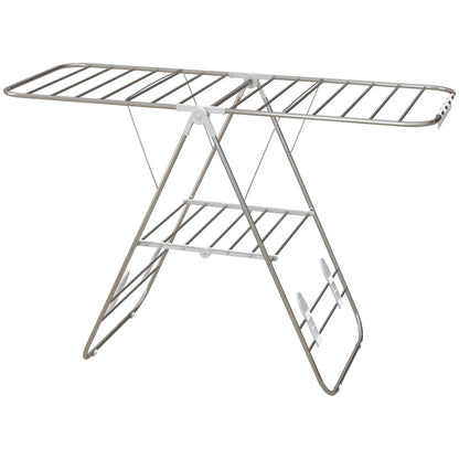 Stainless Steel 2-Tier Foldable Clothes Drying Rack, Silver Bath Accessories Silver, White at Gallery Canada