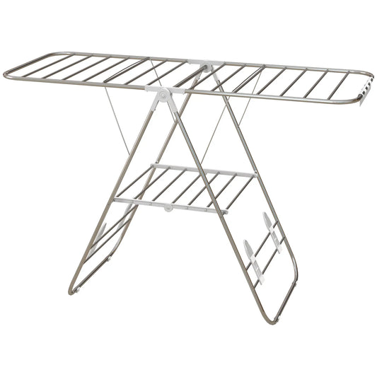 Stainless Steel 2-Tier Foldable Clothes Drying Rack, Silver Bath Accessories Silver, White at Gallery Canada