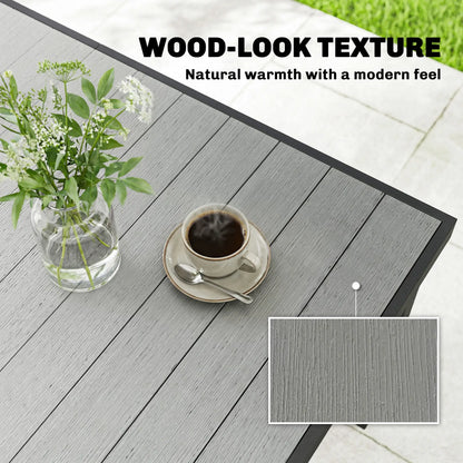 Rectangular Patio Table For 6, Wood-Plastic Composite Top, Steel Frame, Grey Patio Dining Tables at Gallery Canada