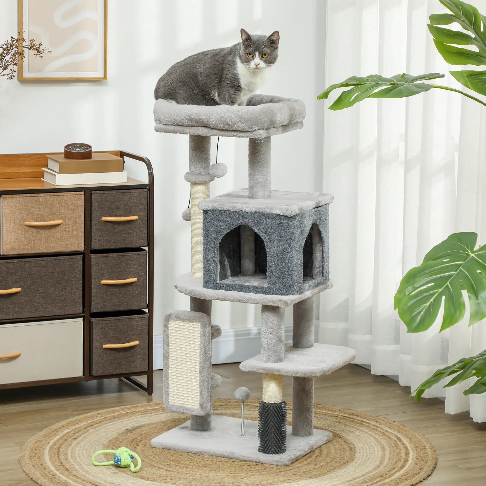 41 Inch Cat Tree, Scratching Posts, Bed, Condo, Grooming Brush Cat Trees at Gallery Canada