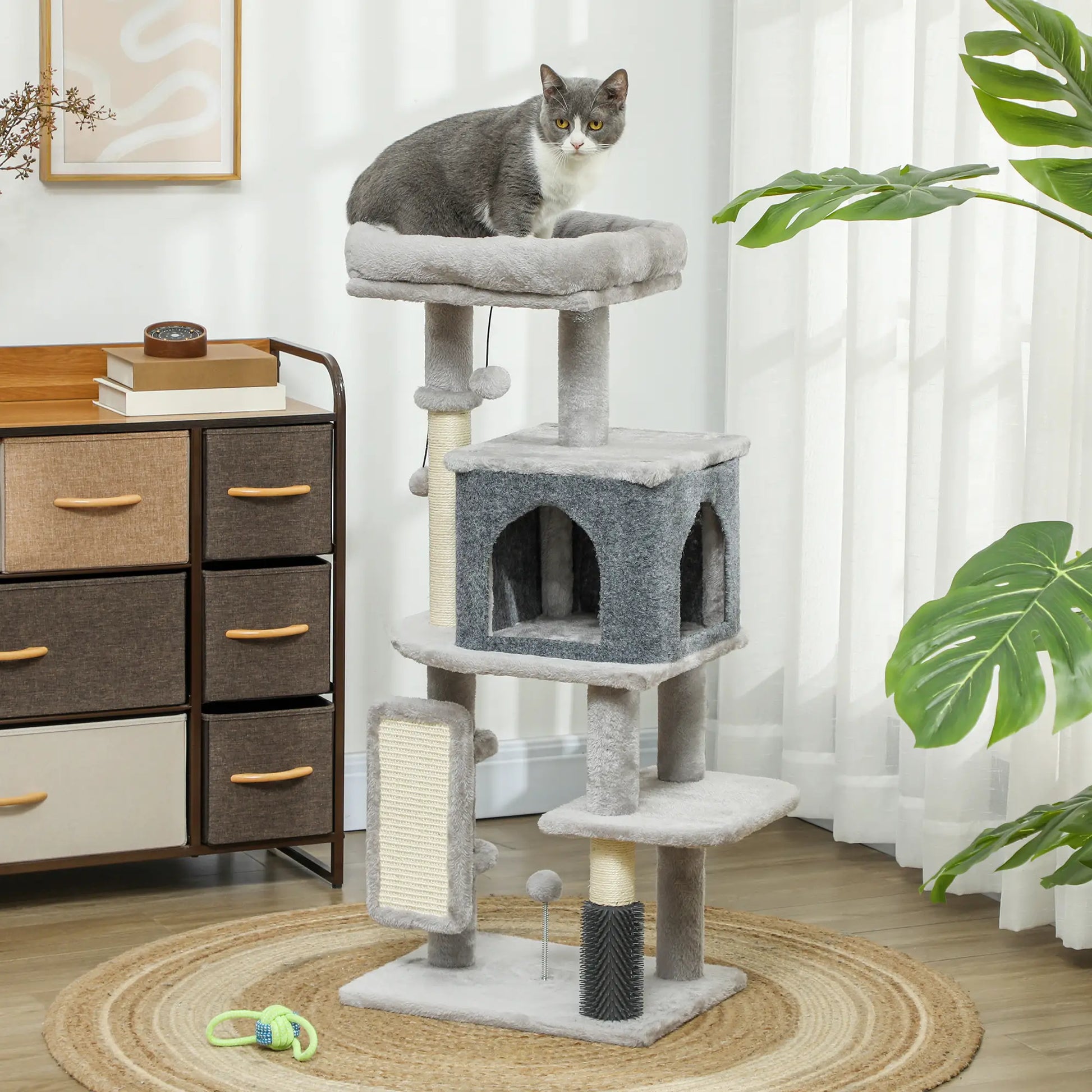 41 Inch Cat Tree, Scratching Posts, Bed, Condo, Grooming Brush Cat Trees at Gallery Canada