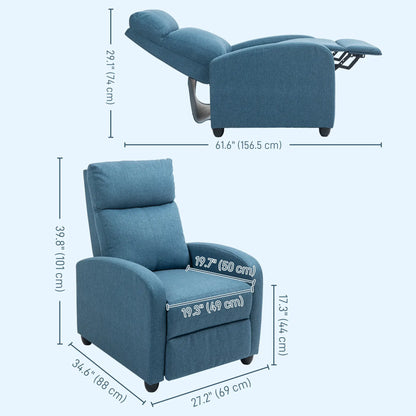 Manual Recliner Chair, Padded Seat, Living Room, Blue Sofas & Reclining Chairs at Gallery Canada