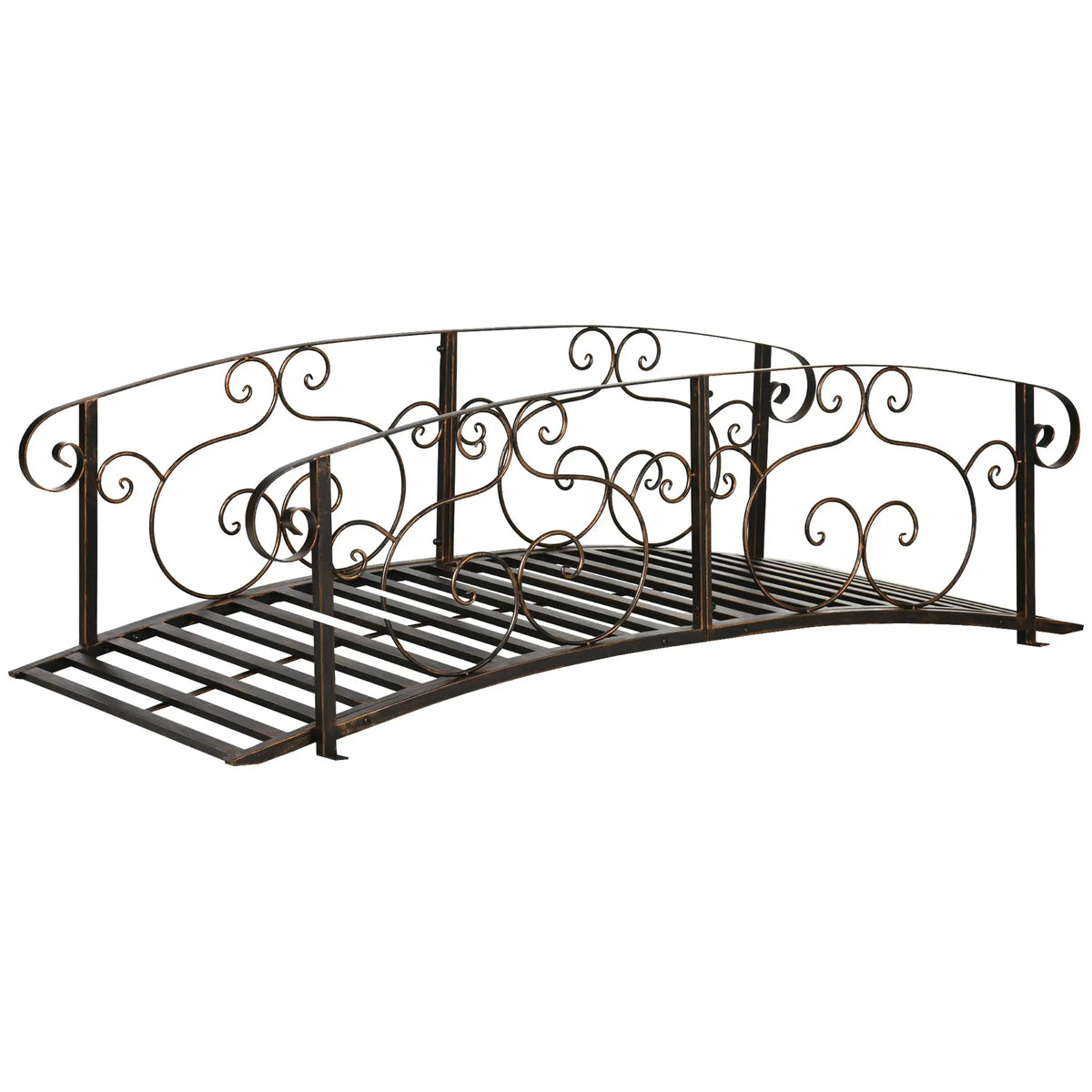 6FT Steel Garden Bridge, Decorative Arc Landscaping Bridge, Brown Garden Bridges Brown at Gallery Canada