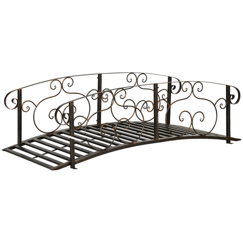 6FT Steel Garden Bridge, Decorative Arc Landscaping Bridge, Brown