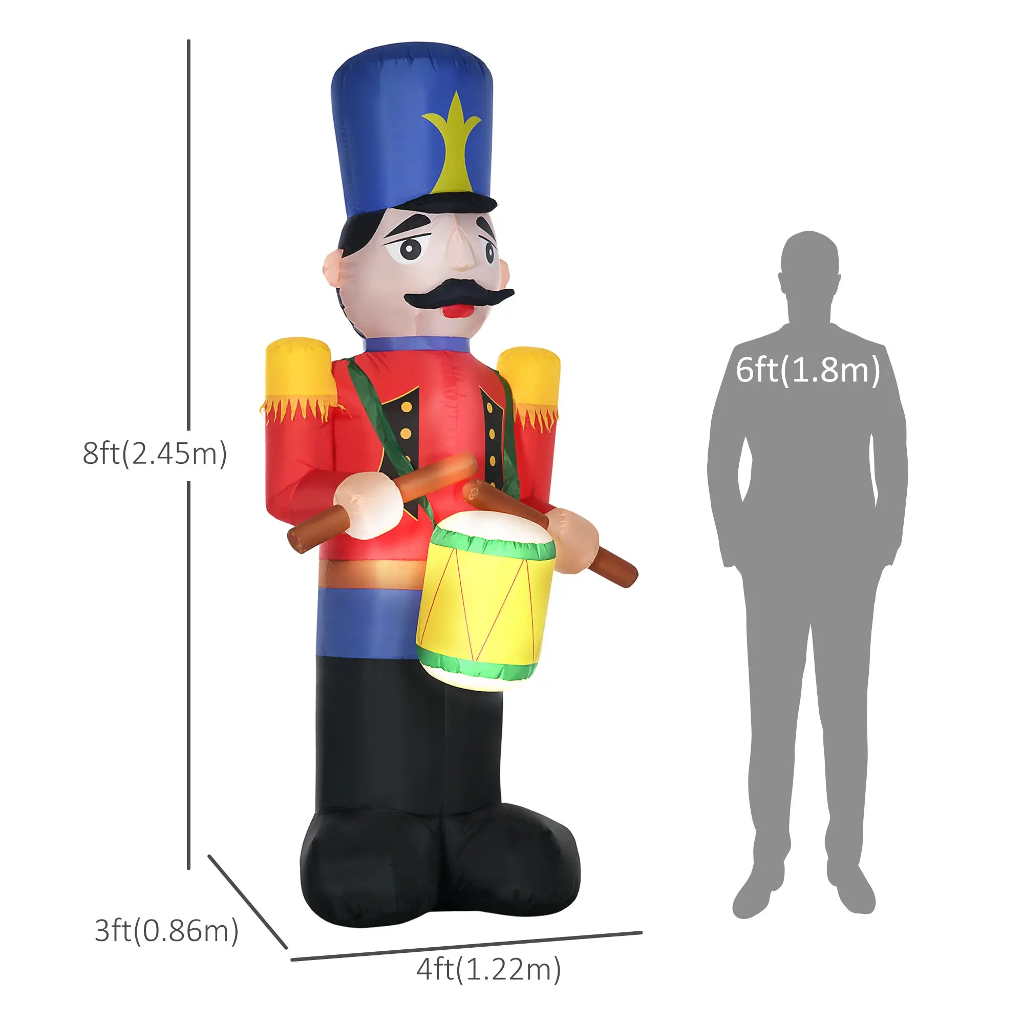 Outdoor 8ft Inflatable Walnut Soldier Drum, LED, Colorful Christmas Inflatables at Gallery Canada