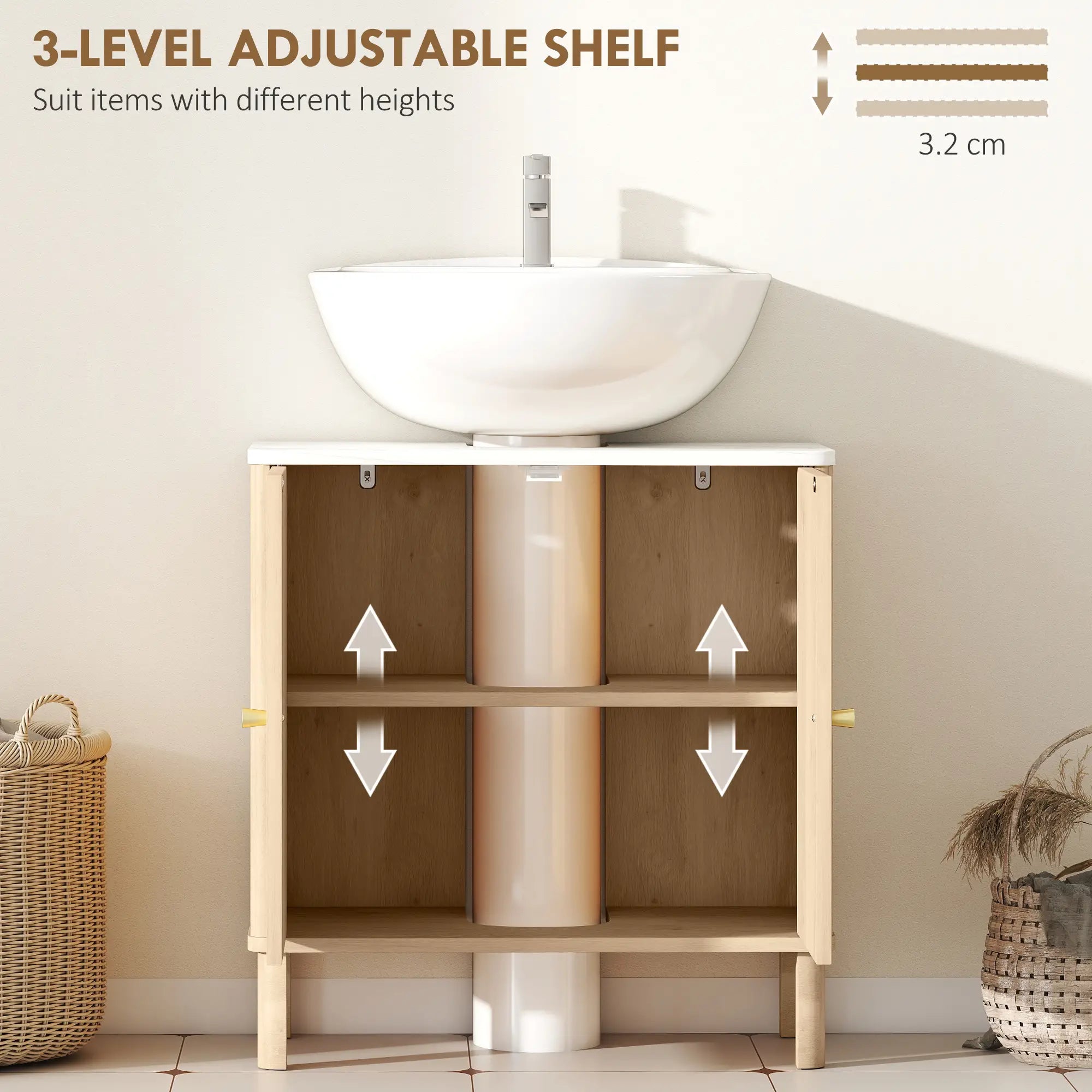 Floor Standing Bathroom Vanity, Bathroom Vanity Cabinet with Adjustable Shelf, Oak Sink Cabinets at Gallery Canada