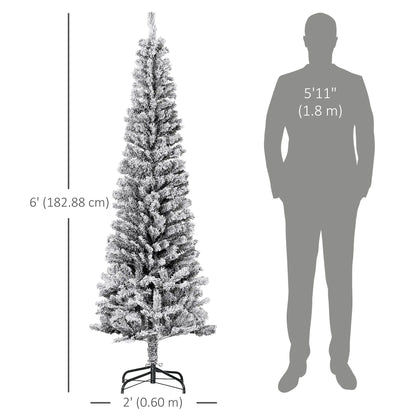6ft Flocked Pencil Christmas Tree, Realistic Branch Tips, Black Pencil Christmas Trees at Gallery Canada