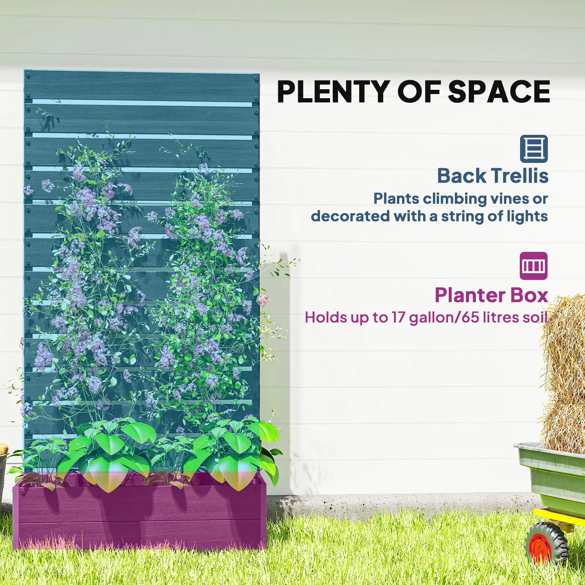 Trellis Planter for Climbing Plants, Raised Garden Bed, Outdoor, Black Raised Garden Beds at Gallery Canada