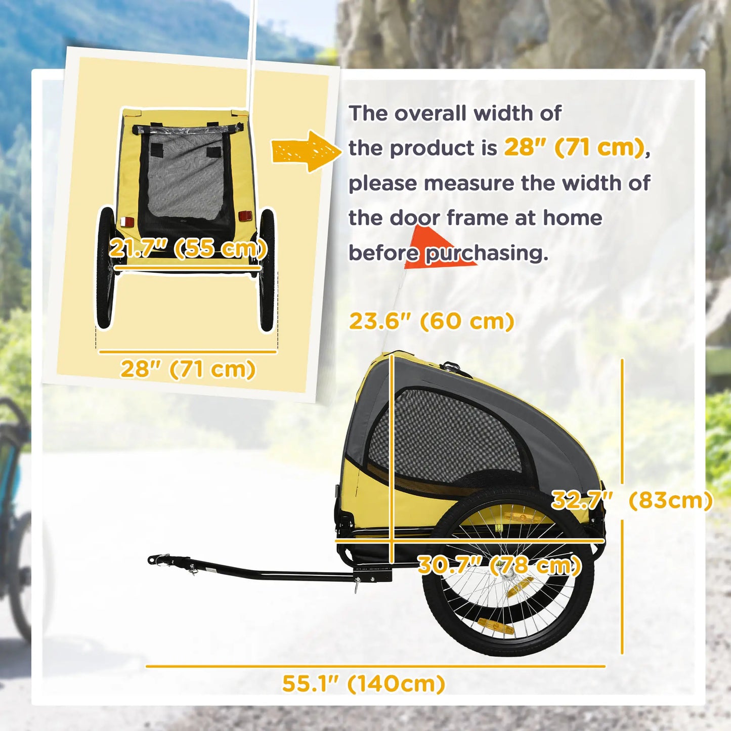 Dog Bike Trailer, Hitch Coupler, Quick Release Wheels, Medium, Yellow Dog Bike Trailers & Strollers at Gallery Canada