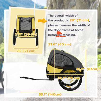 Dog Bike Trailer, Hitch Coupler, Quick Release Wheels, Medium, Yellow Dog Bike Trailers & Strollers at Gallery Canada